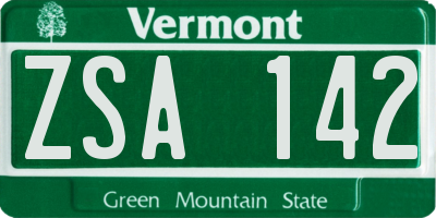 VT license plate ZSA142