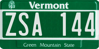 VT license plate ZSA144