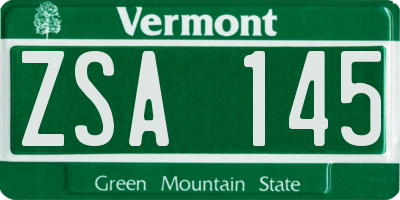 VT license plate ZSA145