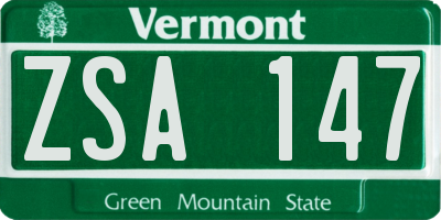 VT license plate ZSA147