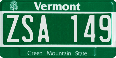 VT license plate ZSA149