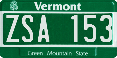 VT license plate ZSA153