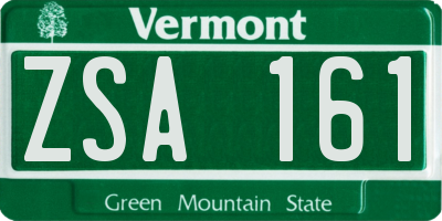 VT license plate ZSA161