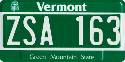 VT license plate ZSA163