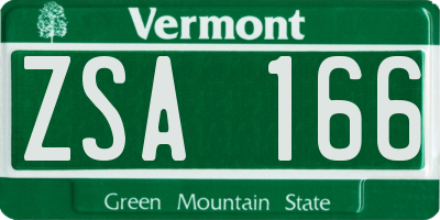 VT license plate ZSA166