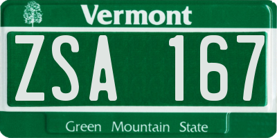 VT license plate ZSA167