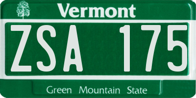 VT license plate ZSA175