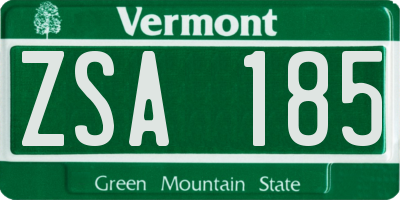 VT license plate ZSA185