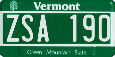 VT license plate ZSA190