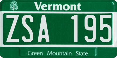 VT license plate ZSA195