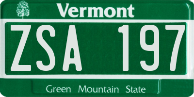 VT license plate ZSA197