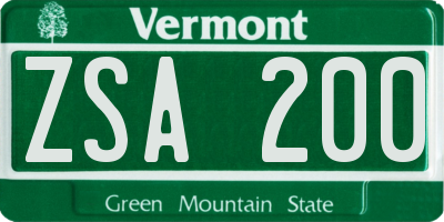VT license plate ZSA200