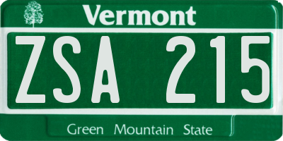 VT license plate ZSA215