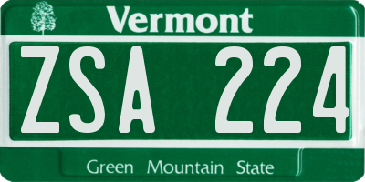 VT license plate ZSA224