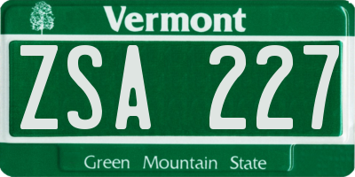 VT license plate ZSA227