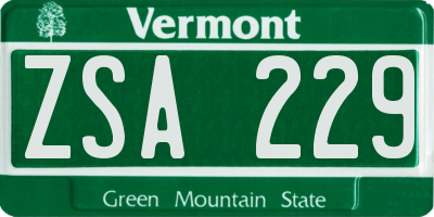 VT license plate ZSA229