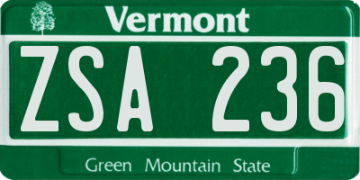 VT license plate ZSA236