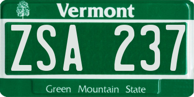 VT license plate ZSA237