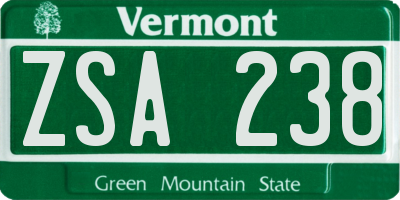 VT license plate ZSA238