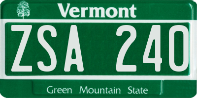 VT license plate ZSA240