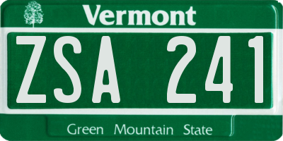VT license plate ZSA241