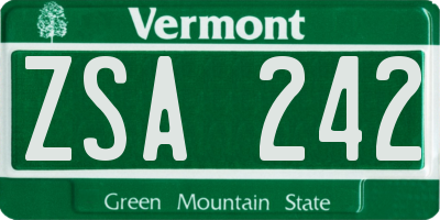 VT license plate ZSA242