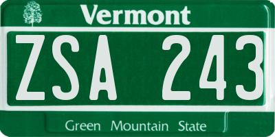 VT license plate ZSA243