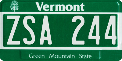 VT license plate ZSA244