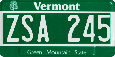 VT license plate ZSA245