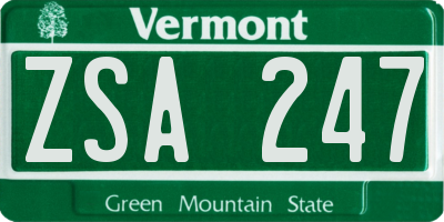VT license plate ZSA247