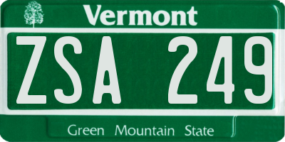 VT license plate ZSA249