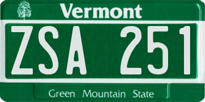 VT license plate ZSA251