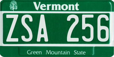 VT license plate ZSA256