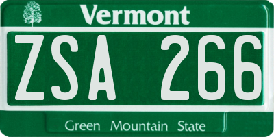 VT license plate ZSA266