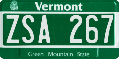 VT license plate ZSA267