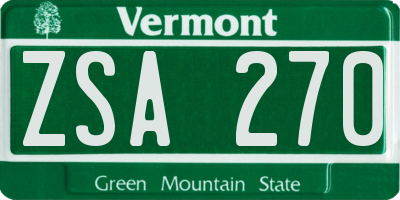 VT license plate ZSA270