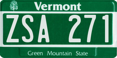 VT license plate ZSA271