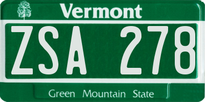 VT license plate ZSA278