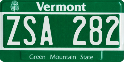 VT license plate ZSA282