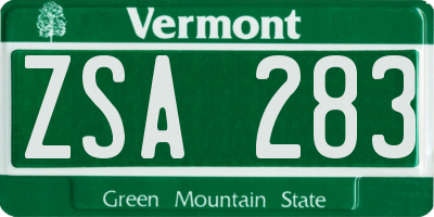 VT license plate ZSA283
