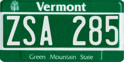 VT license plate ZSA285