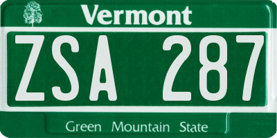 VT license plate ZSA287