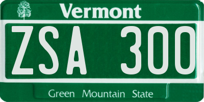 VT license plate ZSA300