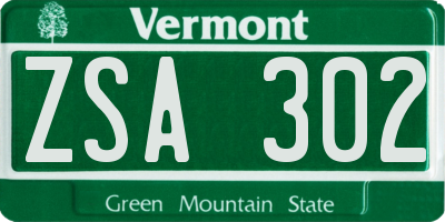VT license plate ZSA302