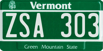 VT license plate ZSA303
