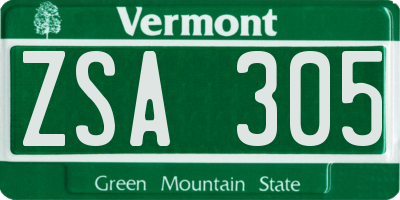 VT license plate ZSA305
