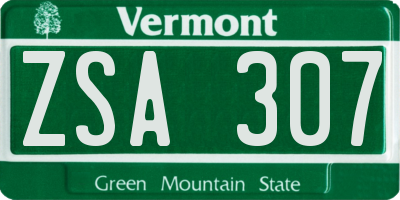 VT license plate ZSA307