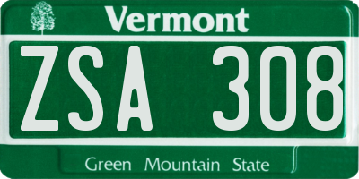 VT license plate ZSA308