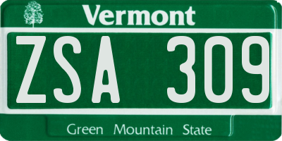 VT license plate ZSA309