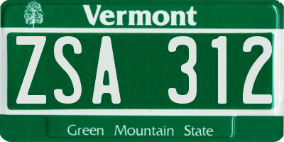 VT license plate ZSA312